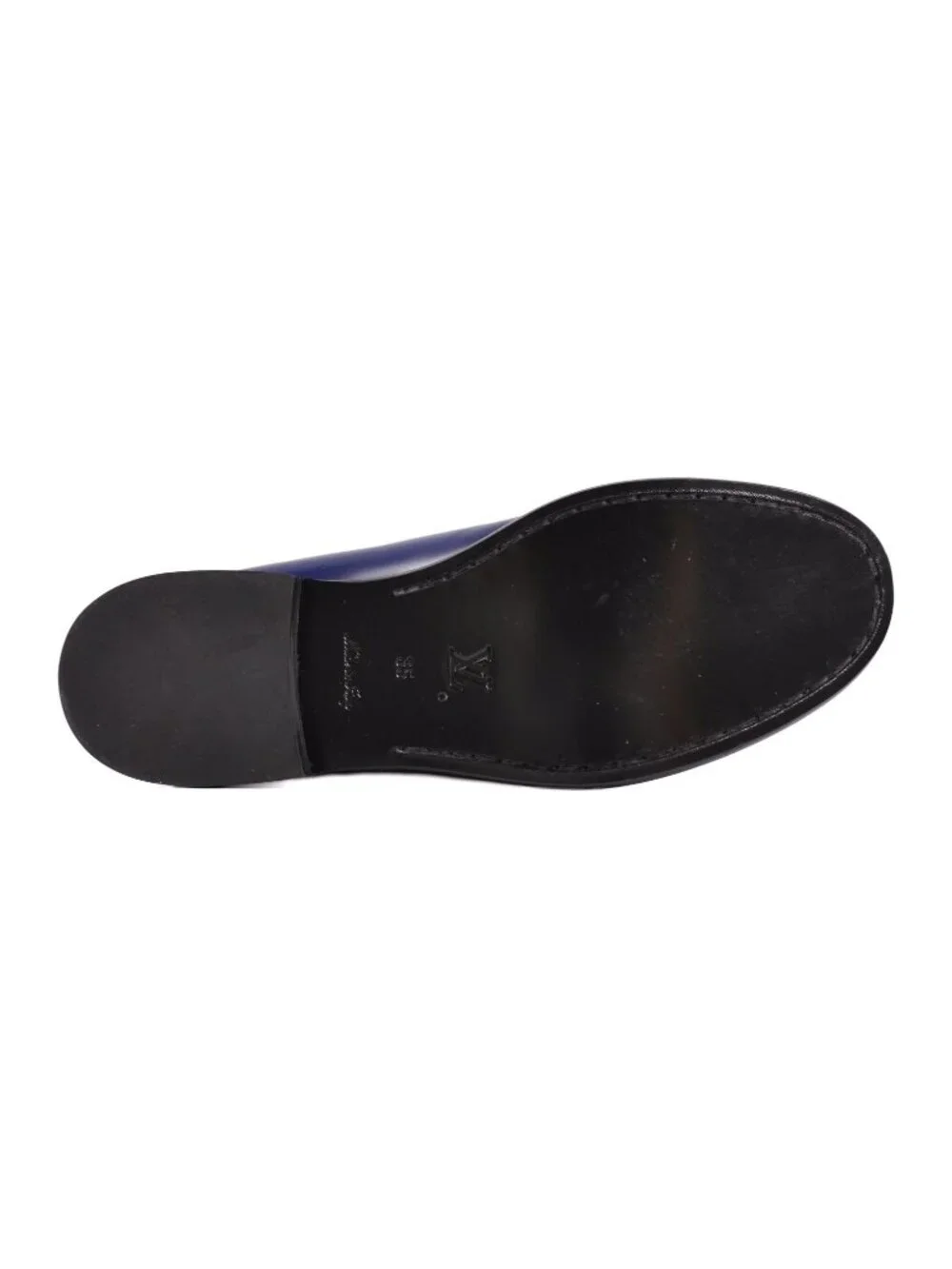 Louis Vuitton Loafers Moccasins Chess Line Circle Logo Leather Shoes Navy
